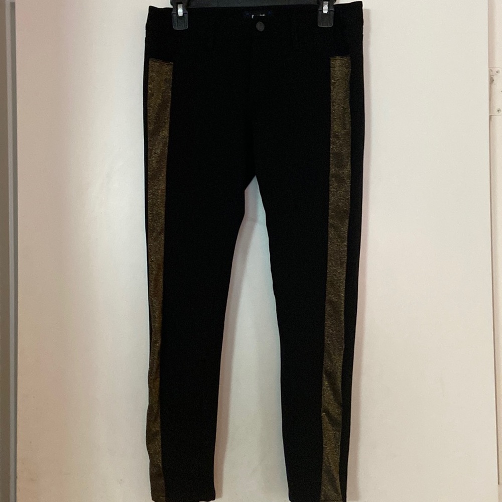 Black elastic material with side golden stripe
